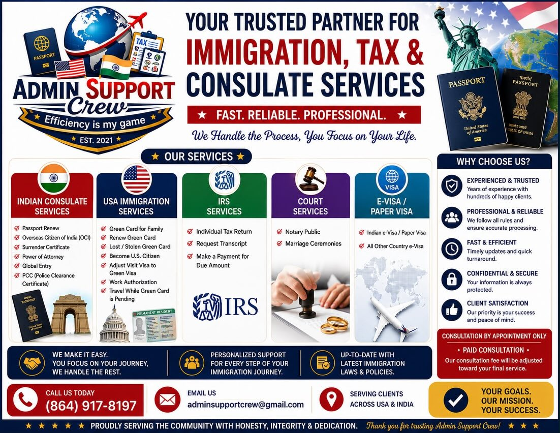 Service sub-categories across immigration, tax, consulate, court and visa